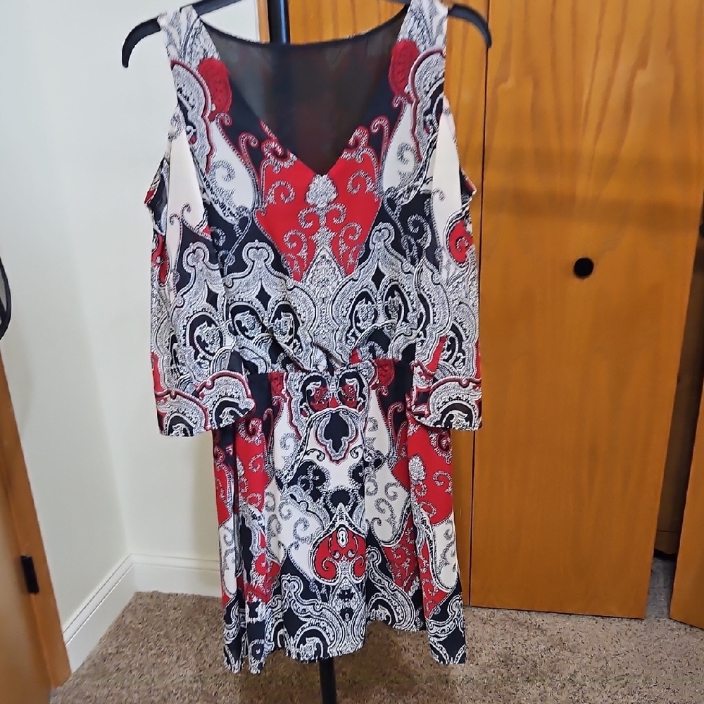 Red and Black Paisley Dress